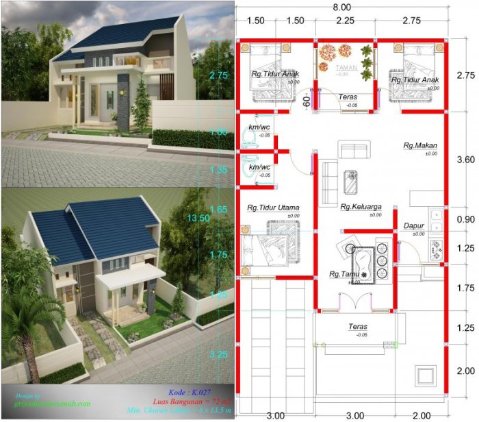 Desain rumah minimalis type 72