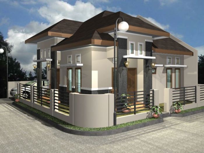 Desain rumah sudut 1 lantai