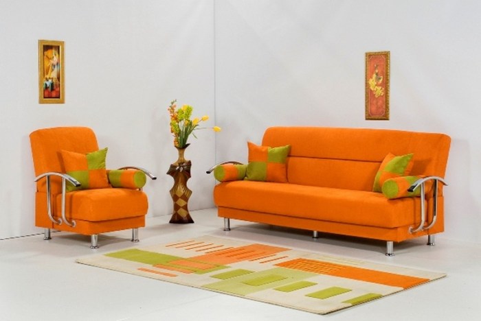 Orange sofa wohnzimmer